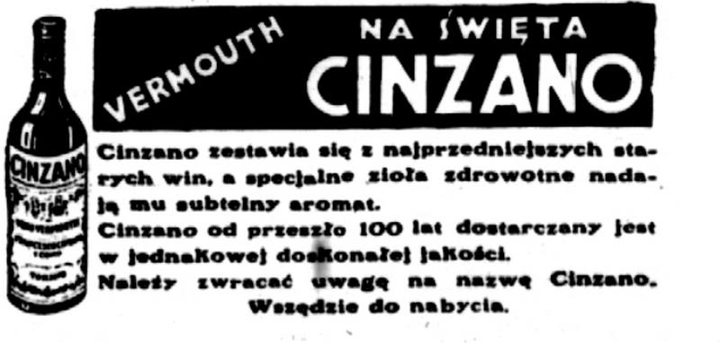 Рэклама вермута ў Kurier Nowogrodzki №336 1933